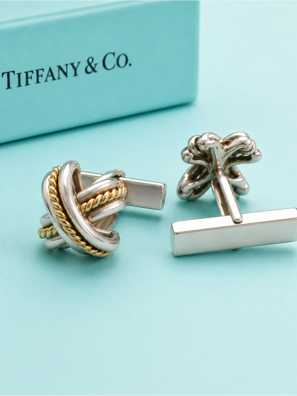 Tiffany & Co Vintage Sterling Silver and 18k Gold Men's Cufflinks